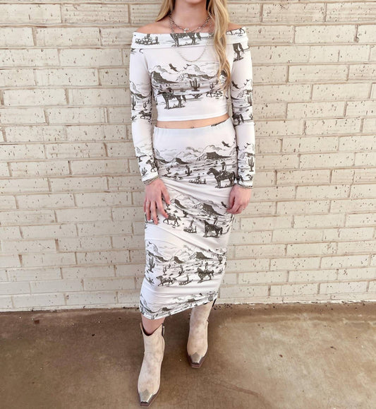L&B Creations - Western Desert Top And Midi Skirt Set