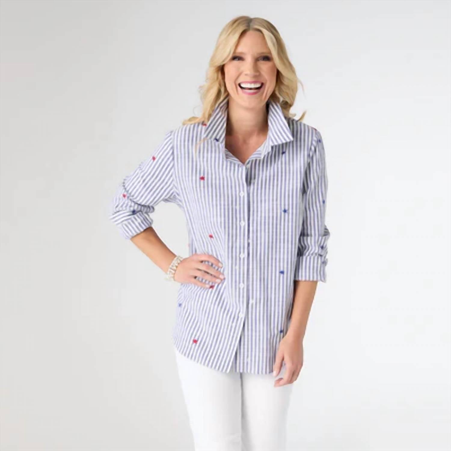 Coco + Carmen - Patriotic Striped Shirt With Stars