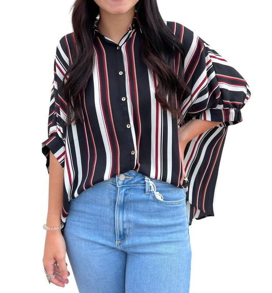 Eesome - STRIPE BUTTON DOWN TOP