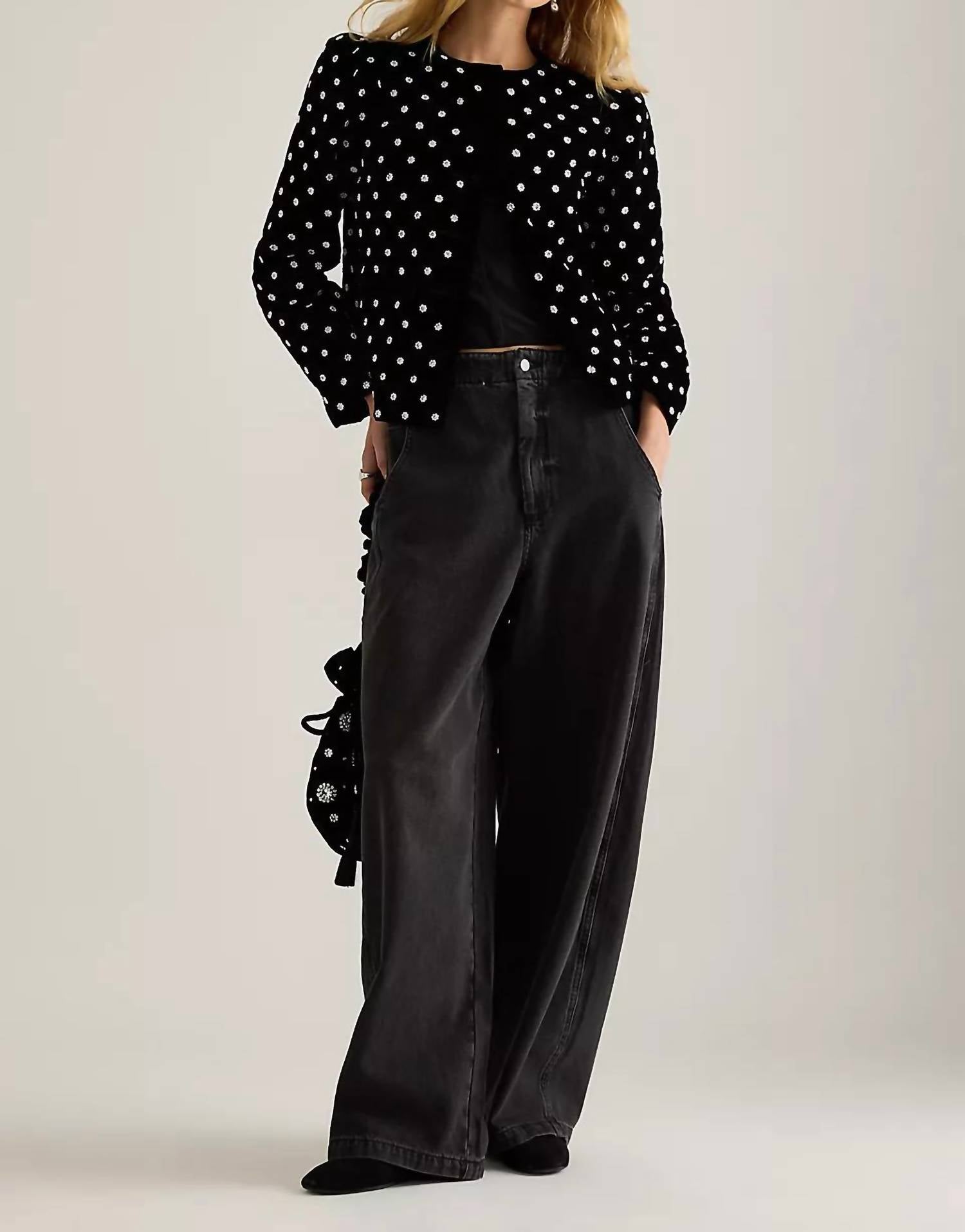 Queens of Archive Kitty Embellished Jacket in black - women's jacket - alternate view