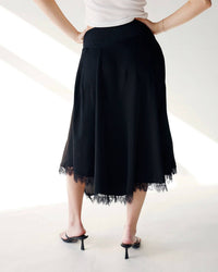 Sundayup - Lola Asymmetric Lace Trim Midi Skirt