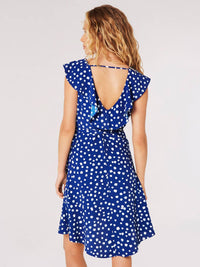 Apricot - Painted Dot Ruffle Wrap Dress