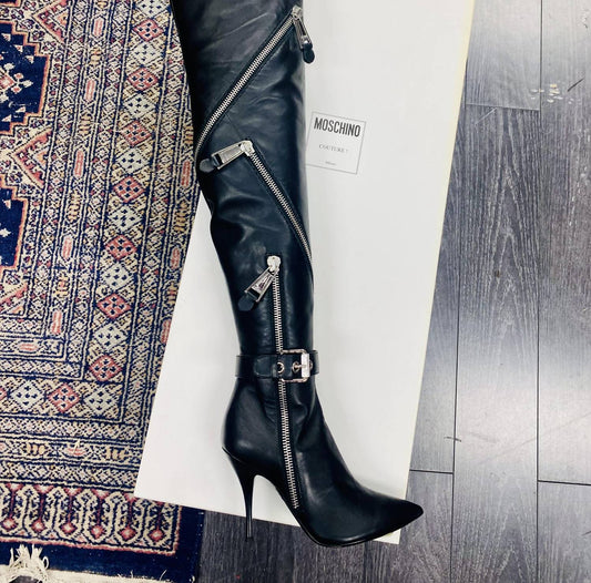 Moschino - OVER THE KNEE STILETTO LEATHER BOOT