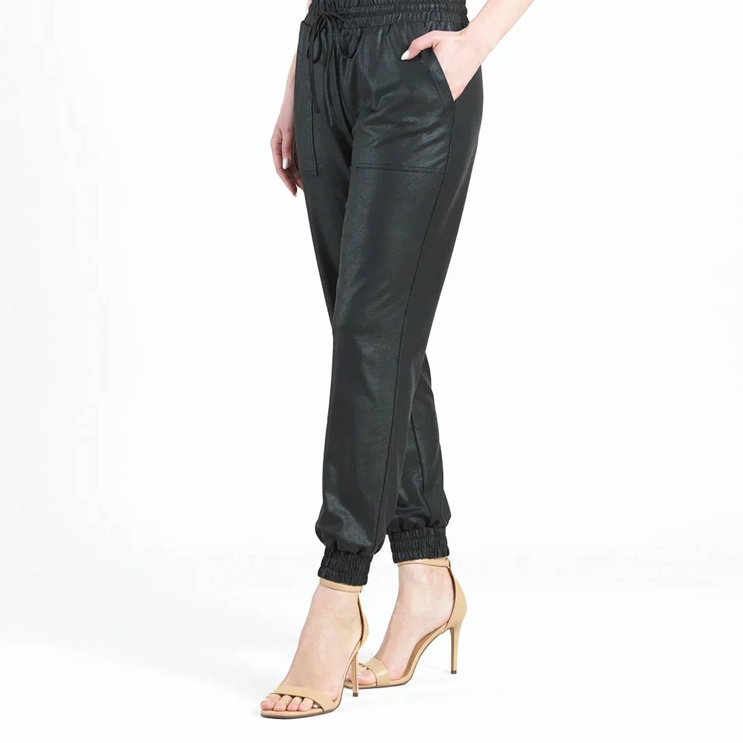 Clara Sunwoo - Liquid Leather Drawstring Jogger Pant