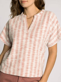 Thread & Supply Zaria Top in coral rose - women's blouse - detail view