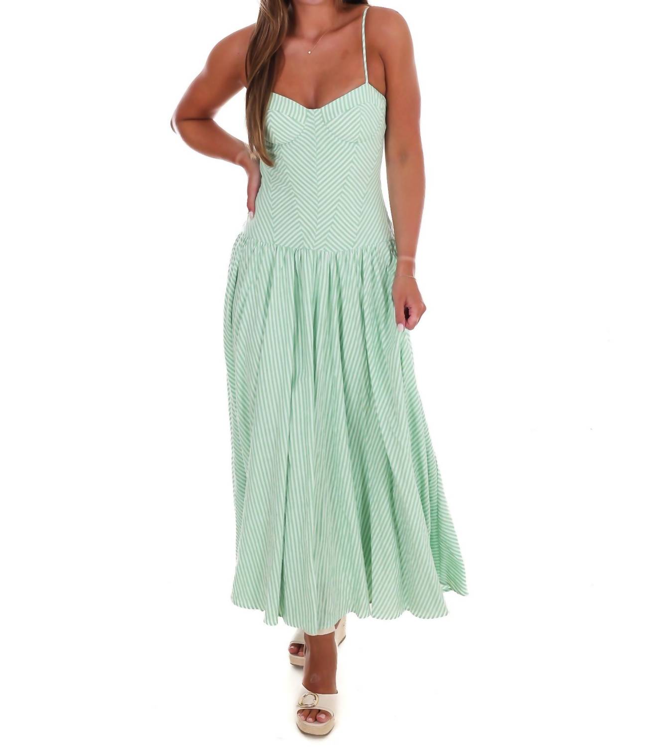 TCEC Oceanview Striped Maxi Dress in green - women's dress - view 7