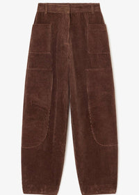 GANNI Seersucker Corduroy Curved Pants in chicorycoffee - women's pants - view 4