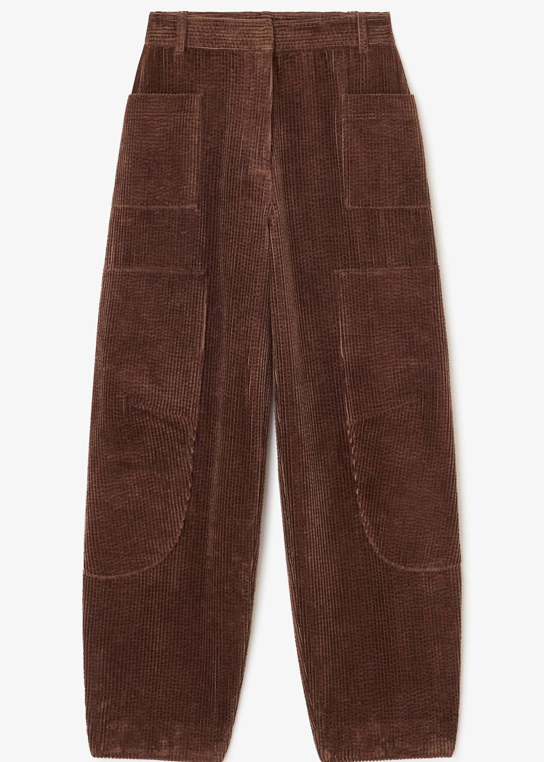 GANNI Seersucker Corduroy Curved Pants in chicorycoffee - women's pants - view 4