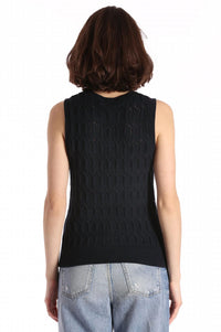 Minnie Rose - Pointelle Cotton Cashmere Sleeveless Top