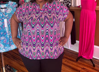 Dear Scarlett - Curvy Print Short Sleeve Top