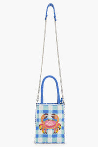 America & Beyond - Crab It Beaded Top Handle Bag