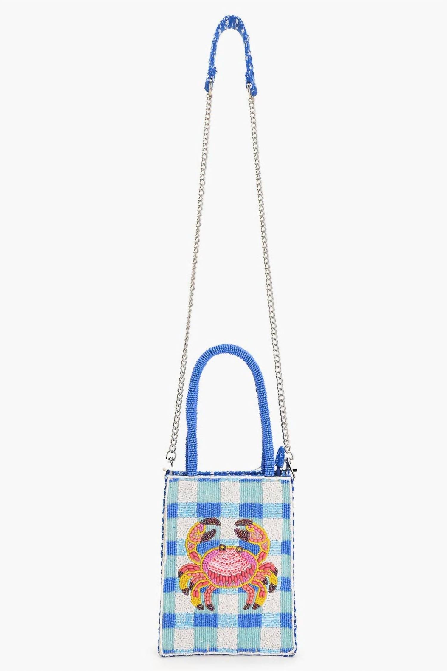 America & Beyond - Crab It Beaded Top Handle Bag
