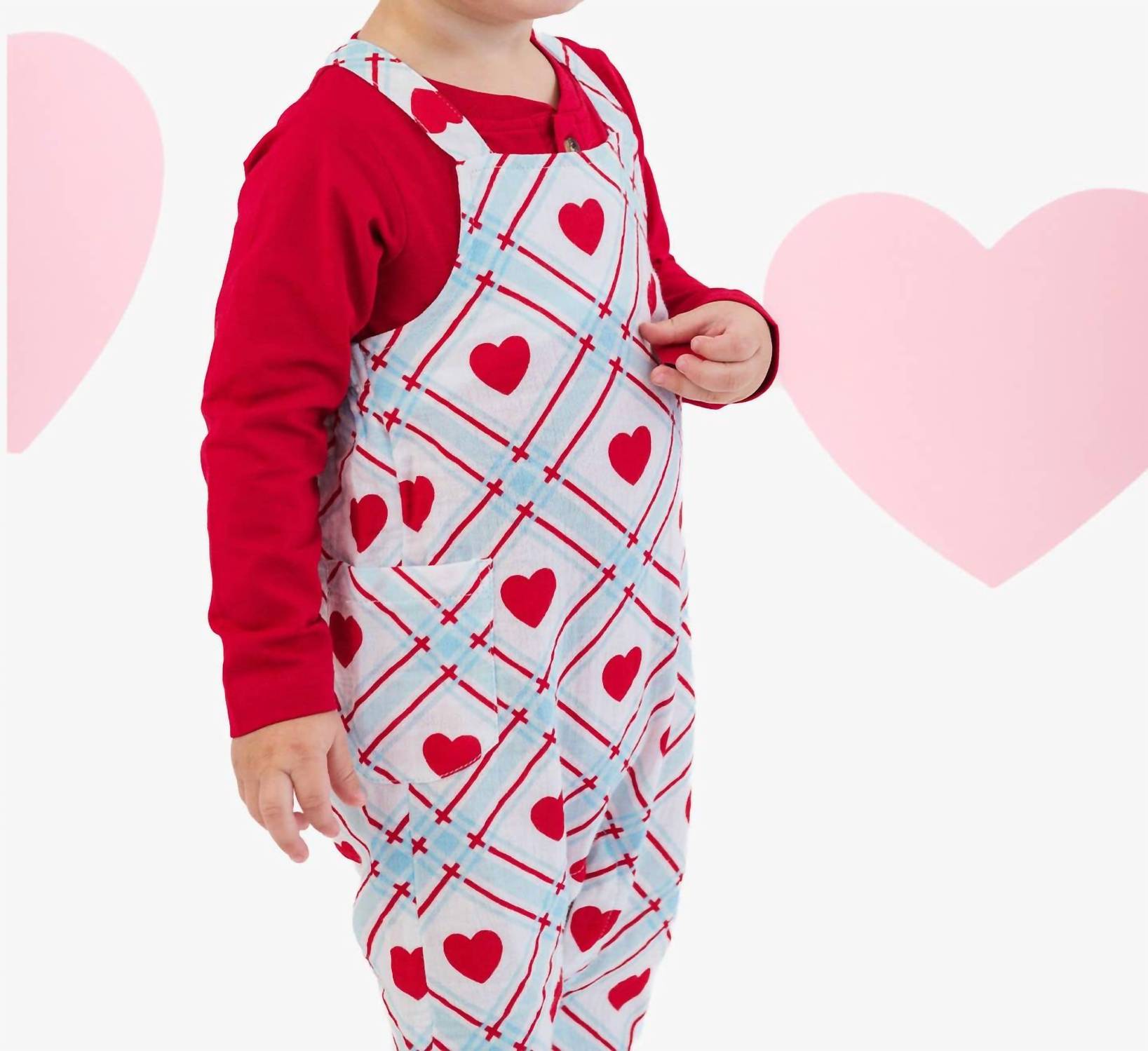 RuffleButts Baby Boy's Sweetheart Gauze Overall Jumpsuit in blue red - kids' item - view 7