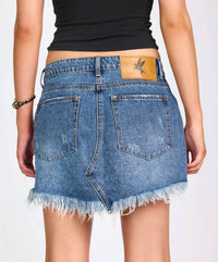 ONE TEASPOON Junkyard Low Waist Denim Mini Skirt in westland blue - women's skirt - alternate view
