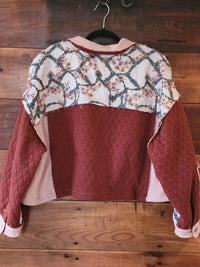 Pol - Quilted Floral Jacquard Patch Jacket