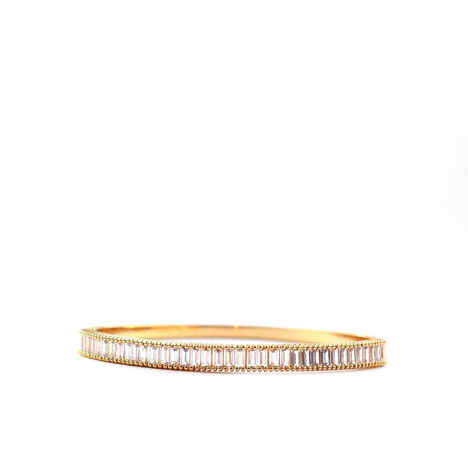 Marlyn Schiff - Women's Sterling Baguette Hinged Bangle Bracelet