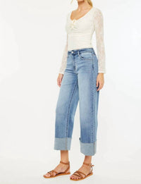 Kancan - High Rise Crop Wide Leg Jeans