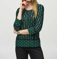 Joseph Ribkoff - Silky Knit Geometric Border Print Top