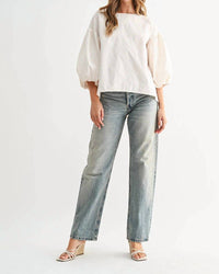 Joh Jerra Striped Woven Cotton Poplin Top in khaki - women's blouse - view 7
