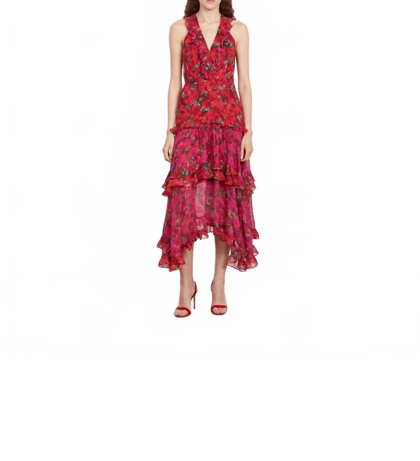 SALONI Jolie-b Midi Dress in 2351 2352 magenta rosebud r - women's dress
