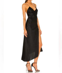 SER.O.YA Emma Slip Open Back Dress in black - women's dress - detail view