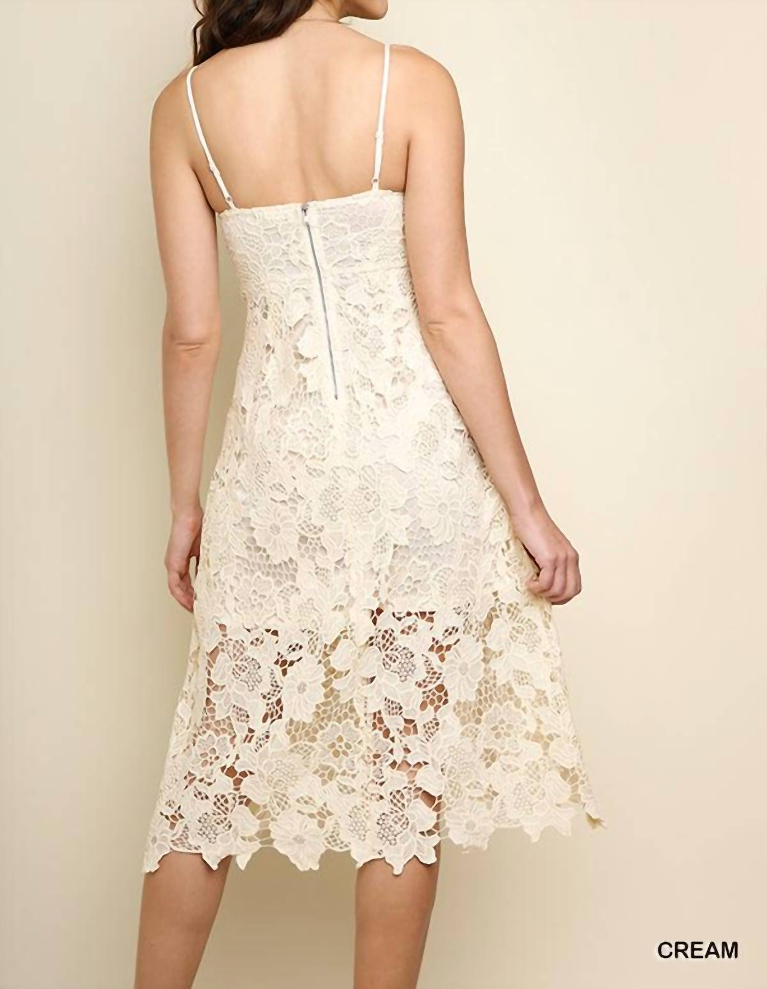 Umgee - Floral Lace Applique Midi Dress