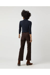 Ann Mashburn Kendall Flare 5-Pocket Jean in coffee stretch cord - women's pants - detail view