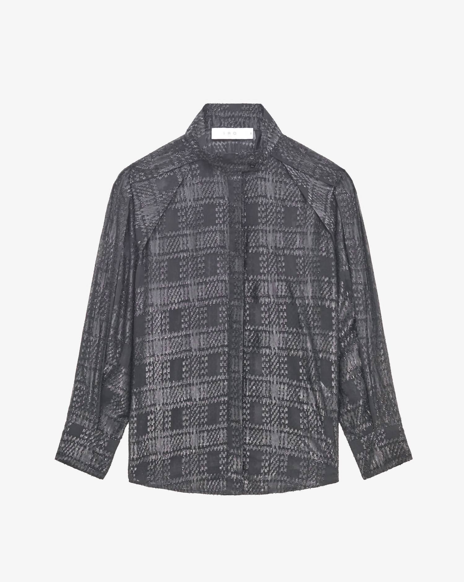 IRO Valmu High Collar Shirt in black lurex - women's shirt - view 5