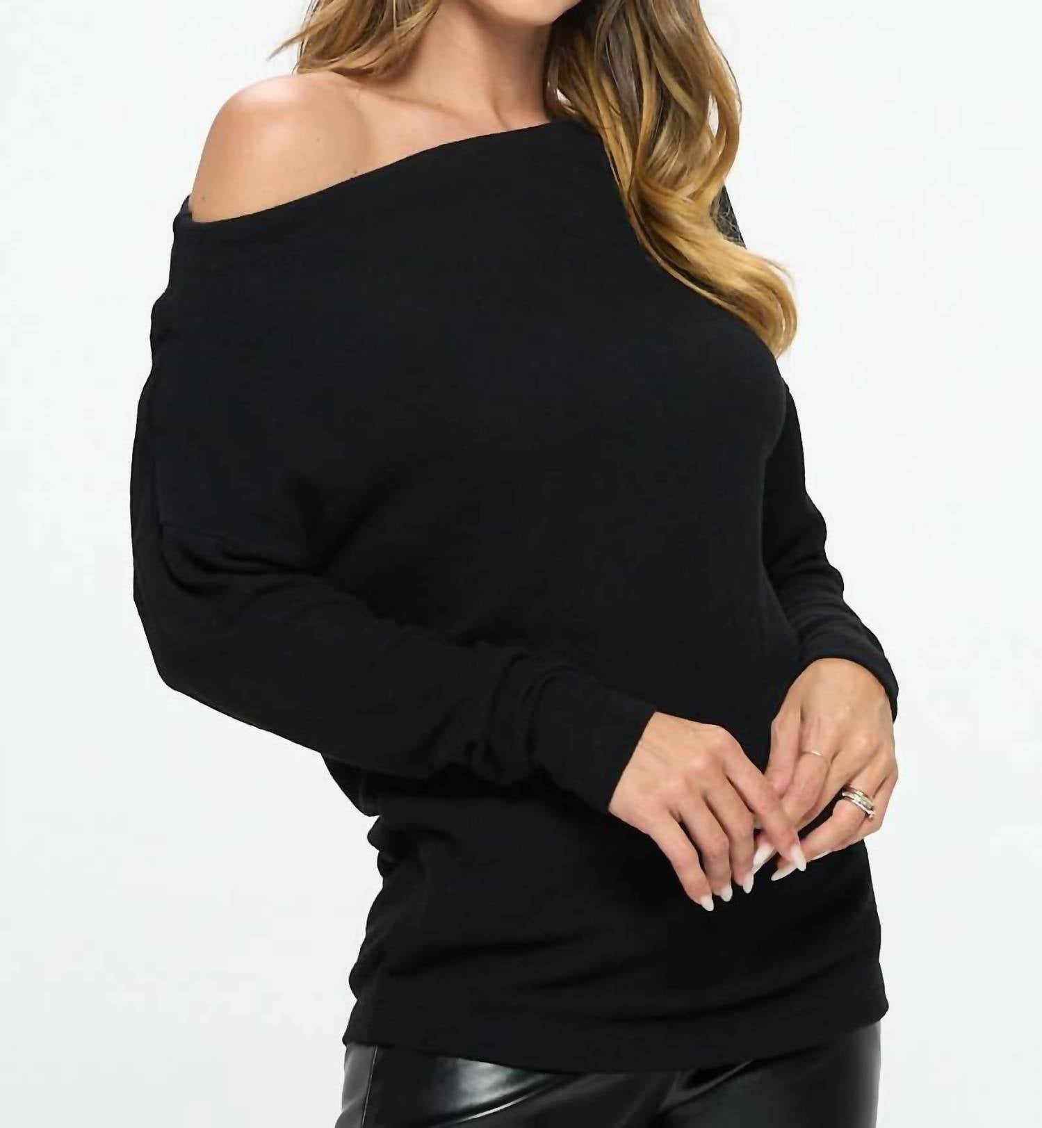 Renee C - Brushed Knit Off The Shoulder Top
