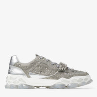 JIMMY CHOO Men's Diamond X Strap Low-top Sneakers With Crystals in silver - men's sneaker - detail view