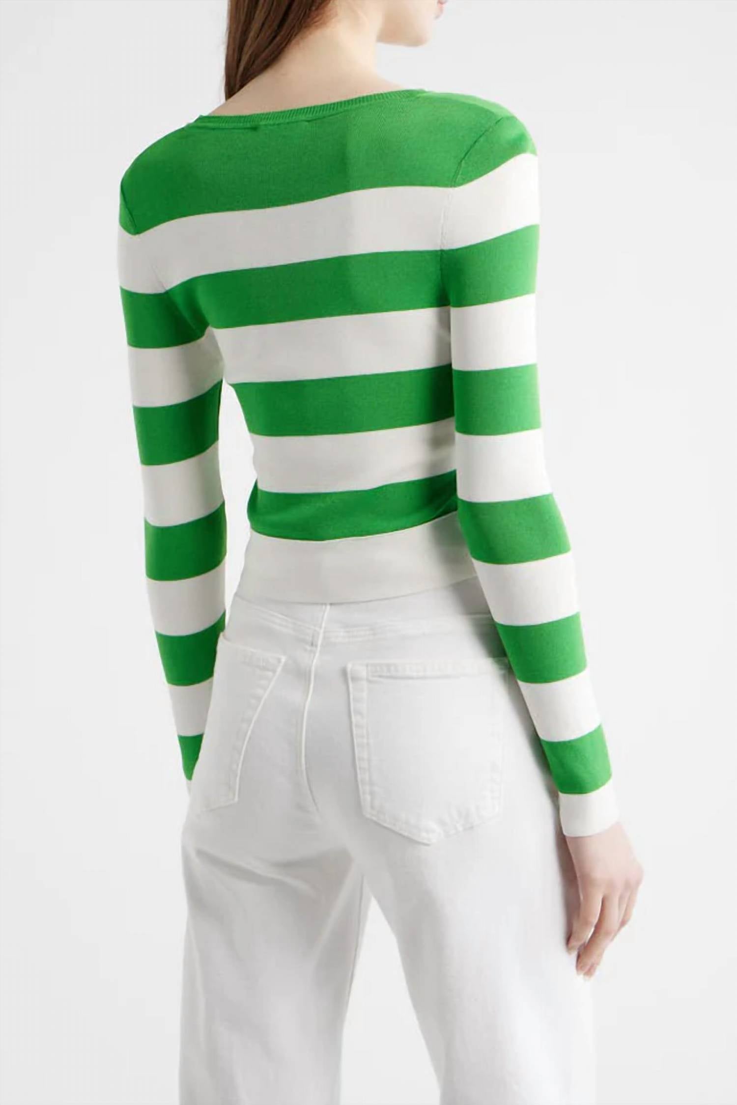 Milly - Gia Stripe Waist Tie Pullover Sweater