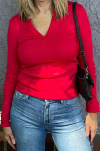 Michael Stars - Salem Mixed Placket Henley Top