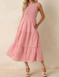 Thml - Picnic Promises Gingham Eyelet Cotton Midi Dress