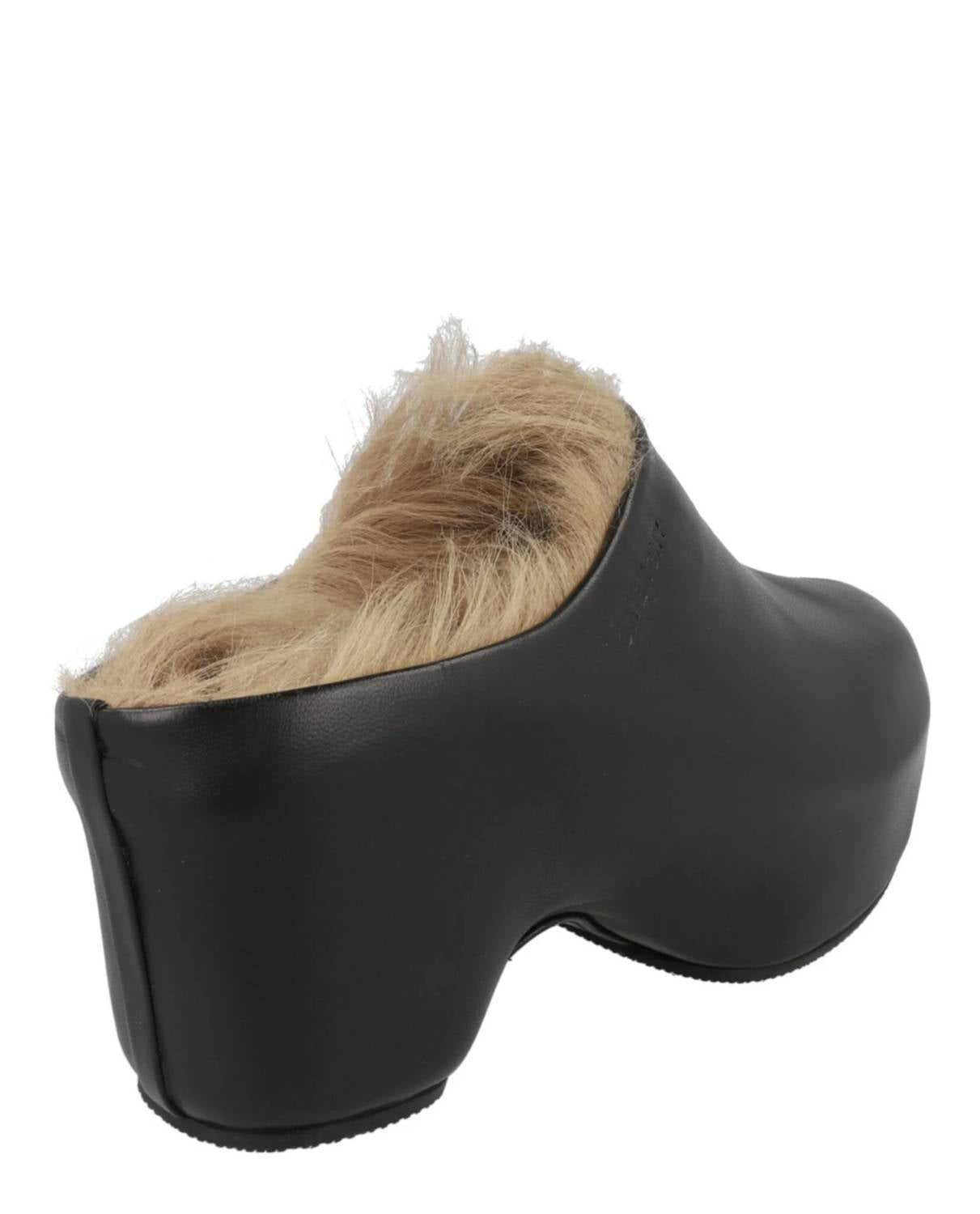Givenchy - Women's Leather And Faux Fur Platform G Clogs