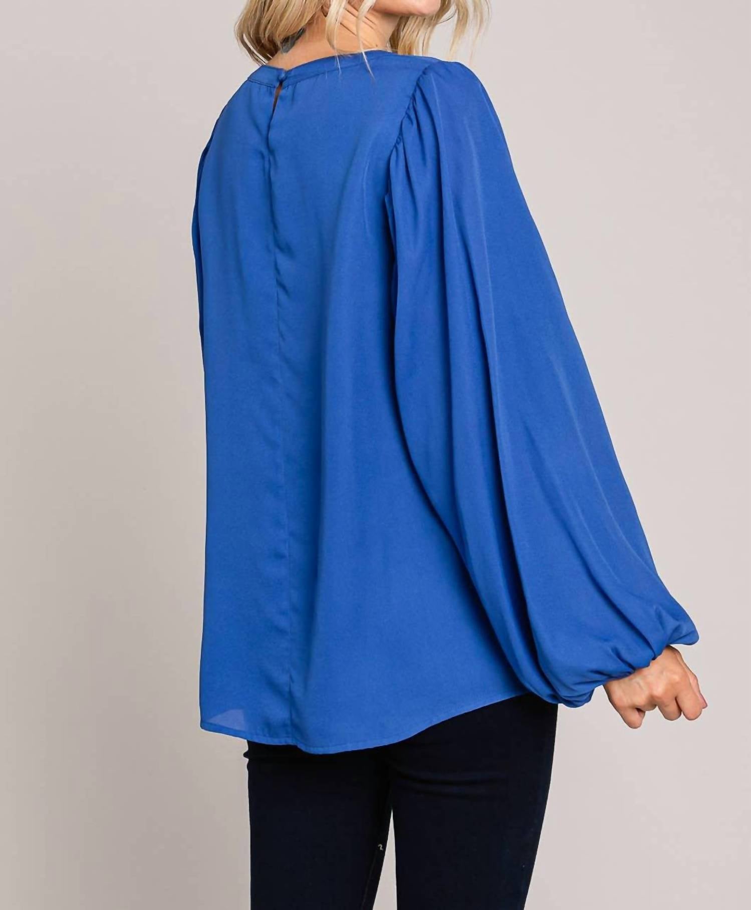 Cotton Bleu - Chic Bubble Sleeve Top