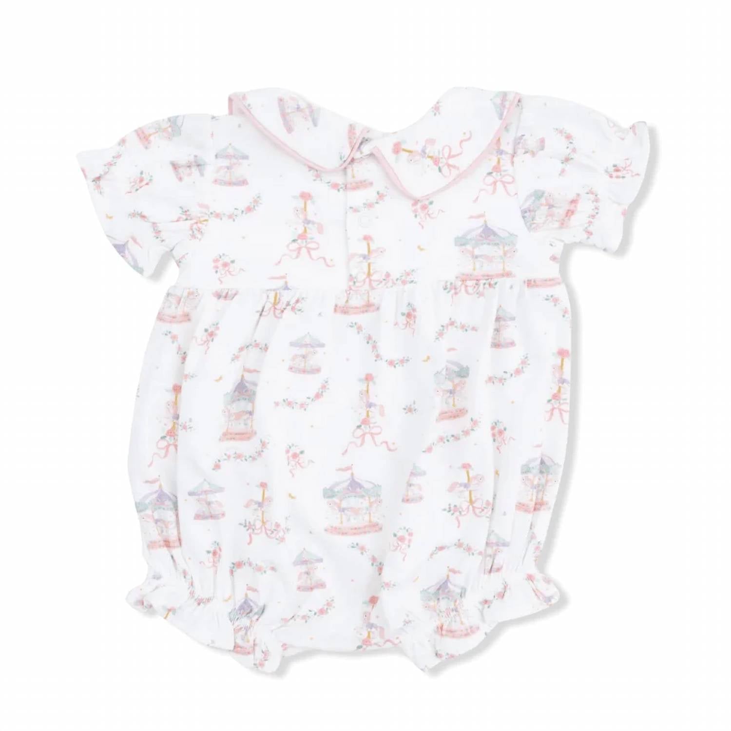 Angel Dear - Girls Carousel With Bows Puff Sleeve Babydoll Bubble
