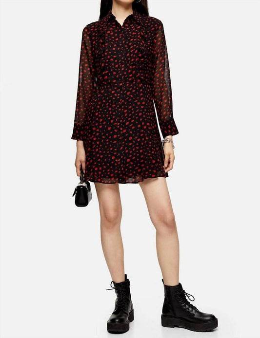 Topshop - Geometric Print Frill Button Down Mini Dress