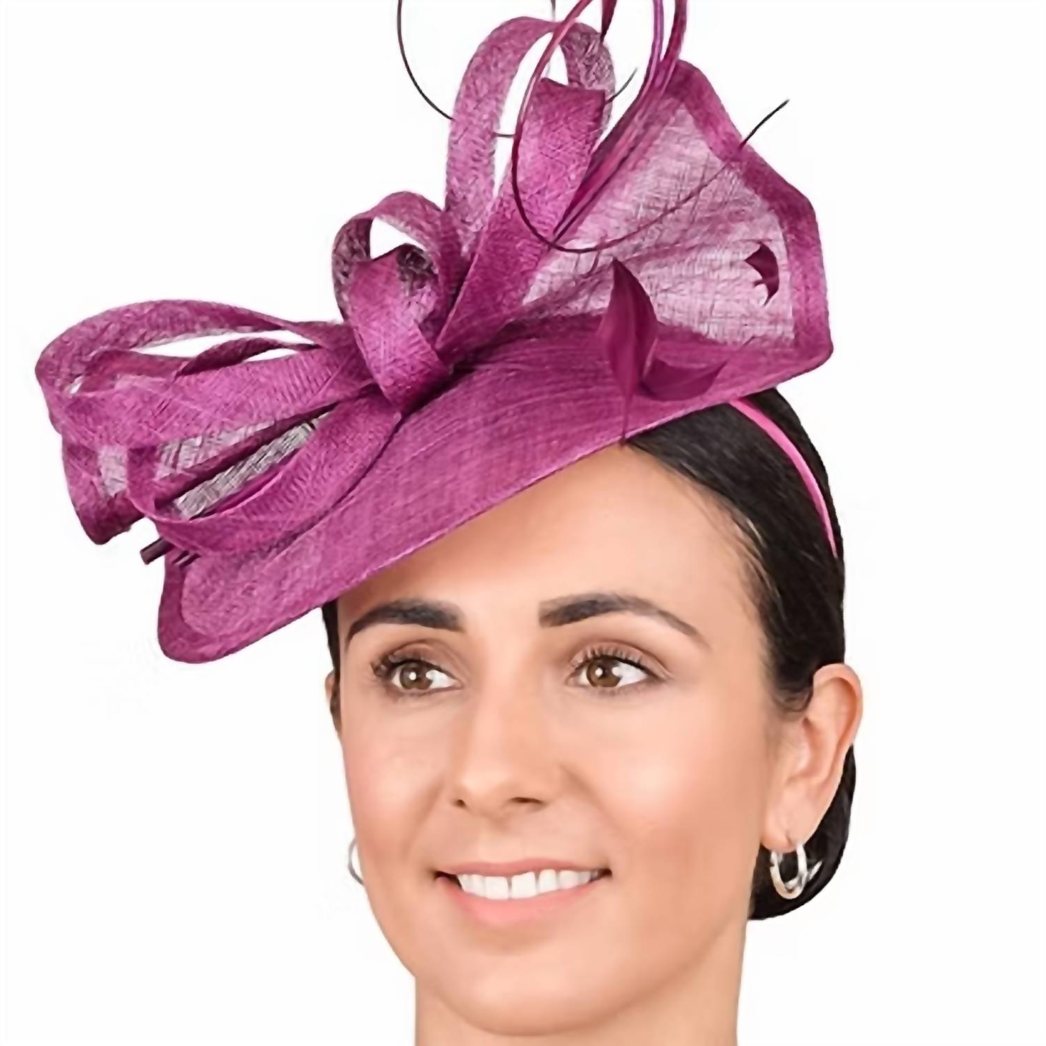Sinamay - Women's Disc Hatinator With Bow Feathers & Quill