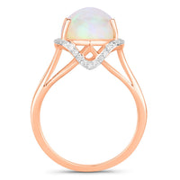 Diana M Jewels Women's Oval Natural Ethiopian Opal Fashion Ring (3.28 Ct) - Signature Plus in 14k rose gold - women's jewelry - detail view