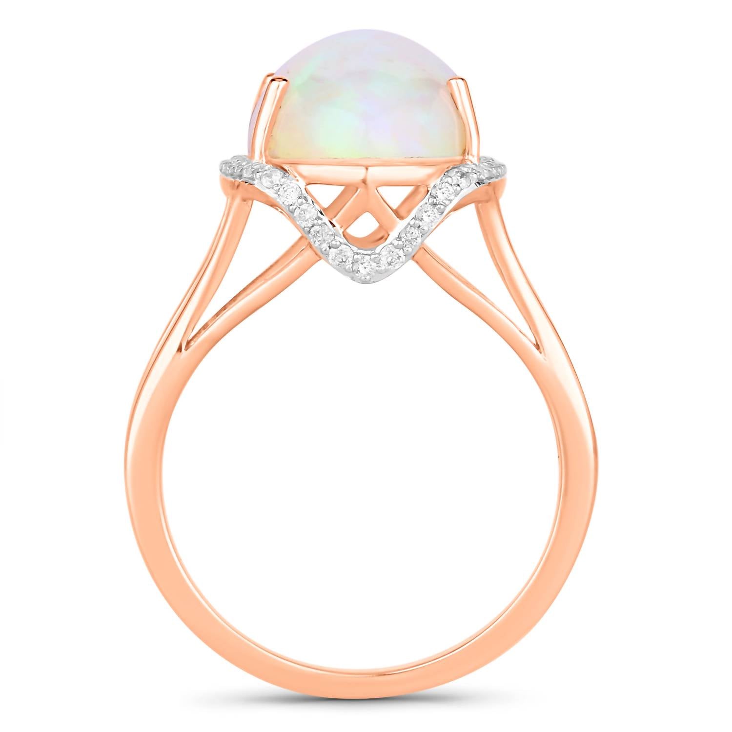 Diana M Jewels Women's Oval Natural Ethiopian Opal Fashion Ring (3.28 Ct) - Signature Plus in 14k rose gold - women's jewelry - detail view