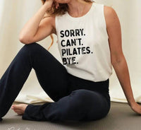 Oat Collective Sorry Can't Pilates Bye Mineral Graphic Tank Top in cream - women's tank top