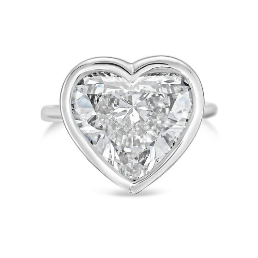 Diana M Jewels - 15.00 Ct Lab-grown Diamond Heart-shaped Bezel Solitaire Ring