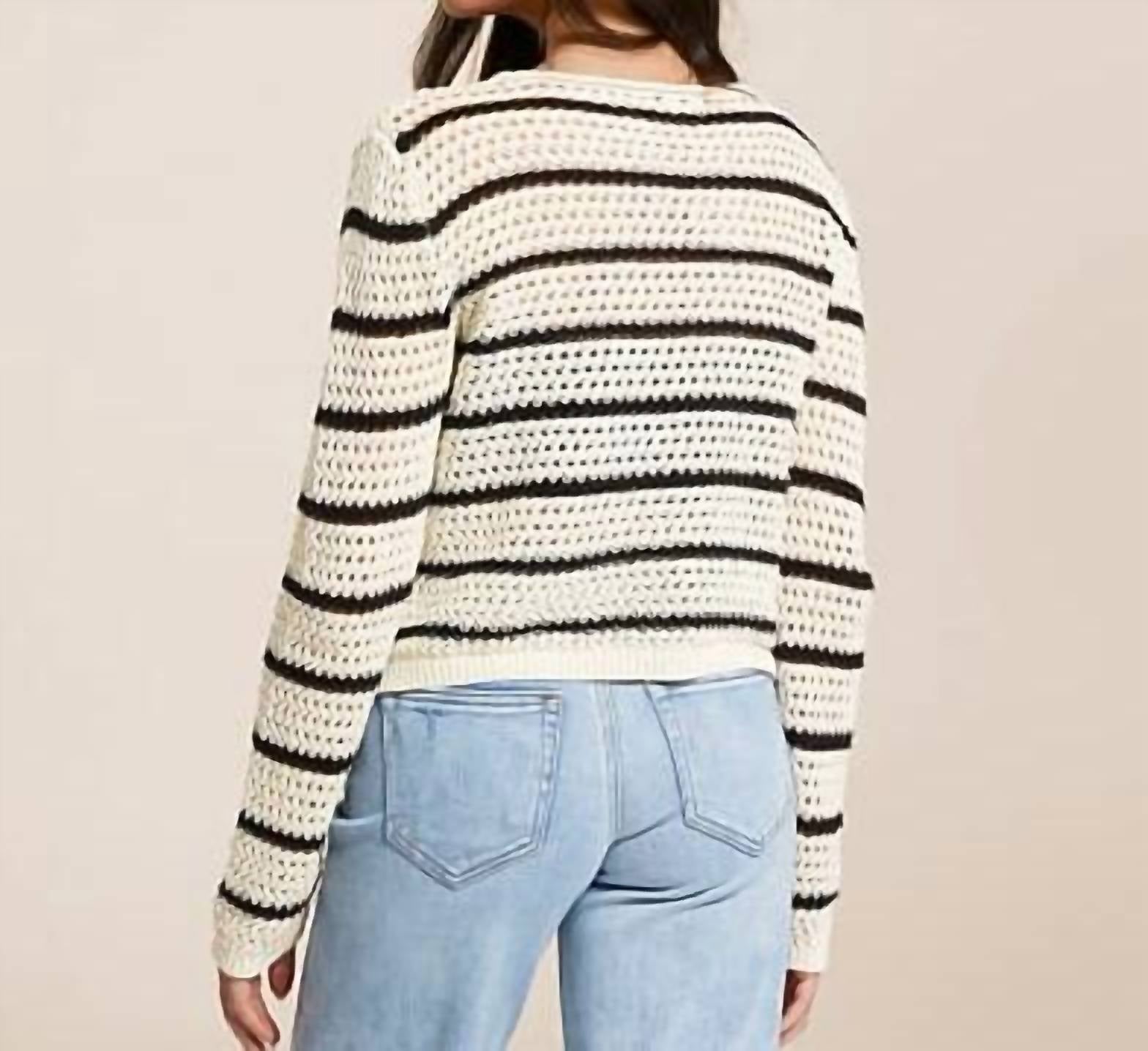 Z Supply Kit Stripe Sweater in beige - women's sweater - alternate view