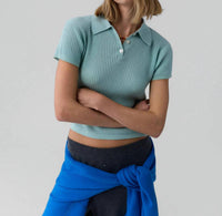 Guest In Residence Shrunken Polo in residence shrunken polo in seaglass - women's blouse