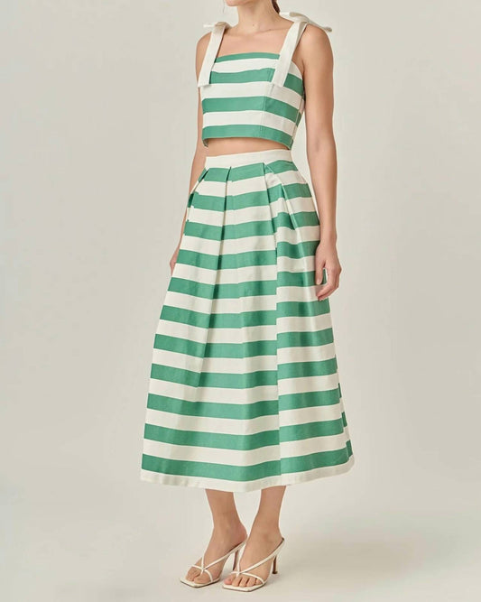 English Factory - Women's Bold Stripe Midi Skirt