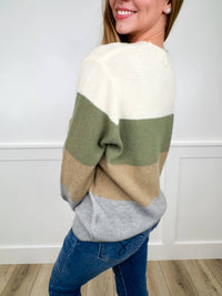 Michelle Mae - Knit Long Sleeve Colorblock Sweater Top