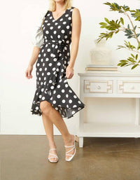 COCO + CARMEN Cynthia Sleeveless Polka Dot Dress in black white - women's dress - alternate view