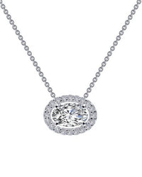 Lafonn Women's Oval Halo Necklace in silver - women's jewelry - detail view
