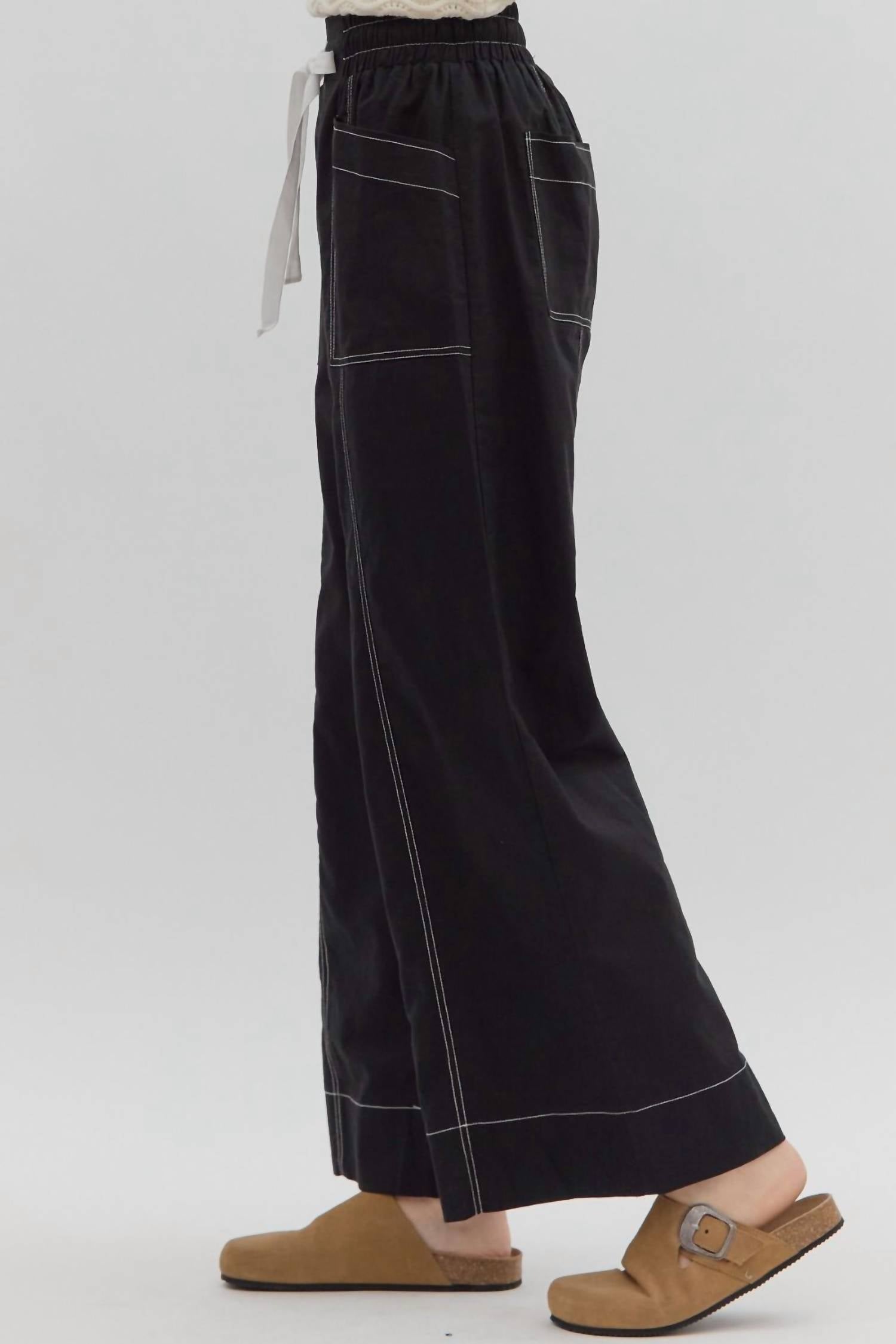 Entro - Penelope High-waist Drawstring Wide-leg Pants