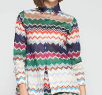 Vilagallo ZIG ZAG KNIT BLOUSE in multi - women's blouse